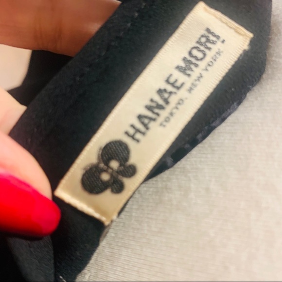 HANAE MORI- Vintage 1970s Black Midi Dress 
Square Neck Sheer - Picture 7 of 10